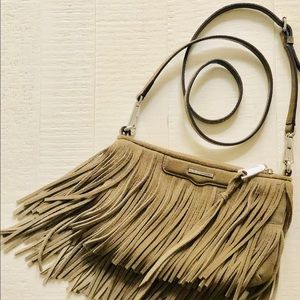 REBECCA MINKOFF FRINGE SUEDE CROSSBODY
